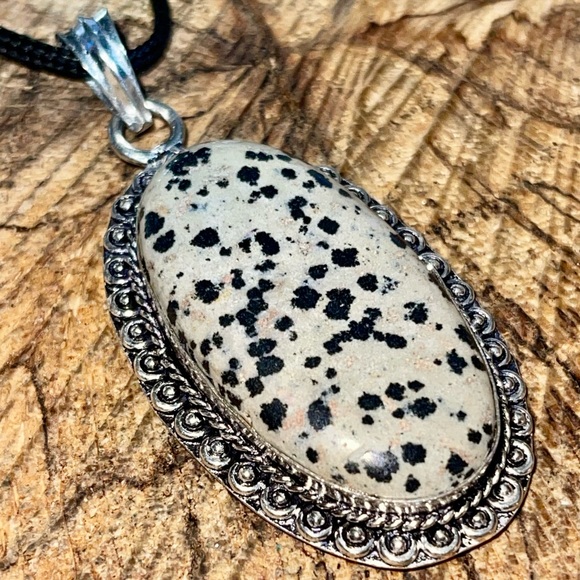 Spotted Dalmation Jasper Pendant 2 1/2” - Picture 9 of 12